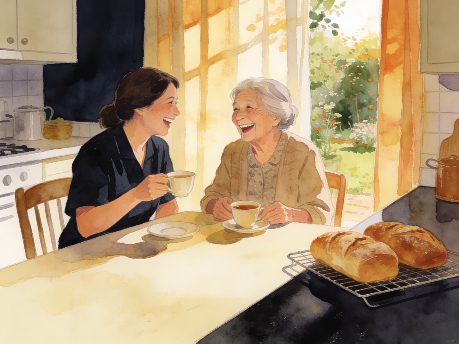 Professional home care aide helping a senior stay independent in their own home